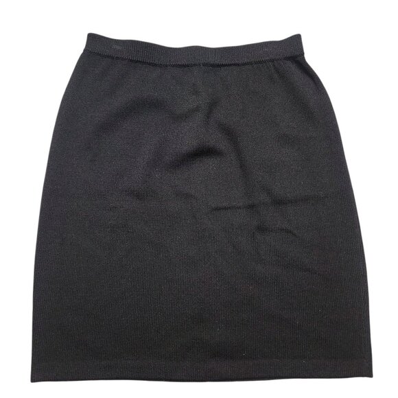 St. John Basics Women's Pull On Mini Santana Knit Skirt Navy Wool Blend Size 8 - Picture 3 of 7